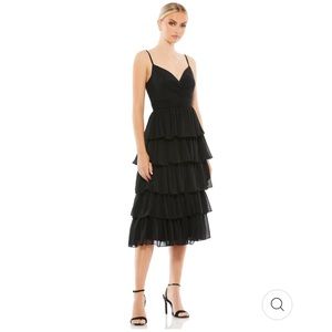 Mac Duggal Tiered Ruffle Chiffon Midi Dress NWT Size 8